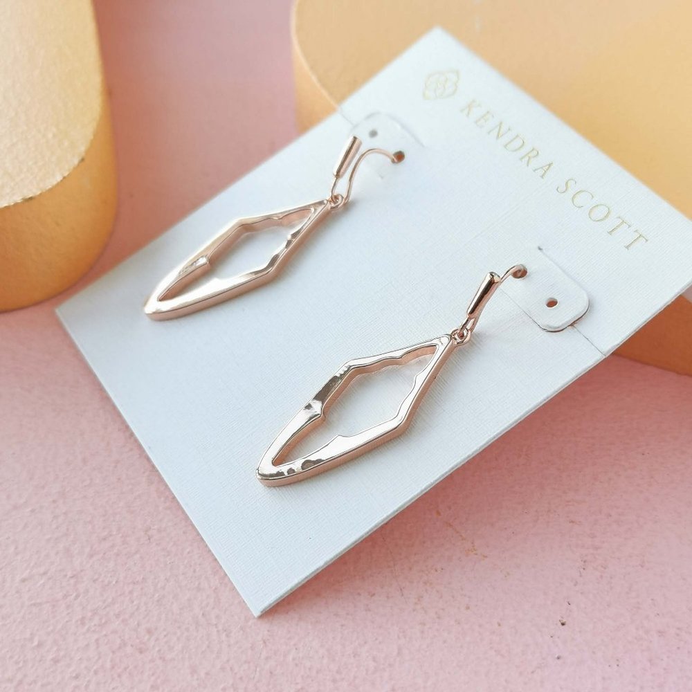 Kendra Scott - Elongated Abbie Rose Gold Open Frame Earrings - Picture 2 of 3
